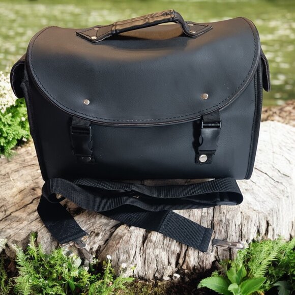 Vintage Waterproof Leather MotorcycleTail Bag Rear Seat Backpack Saddle Luggage - Picture 1 of 15